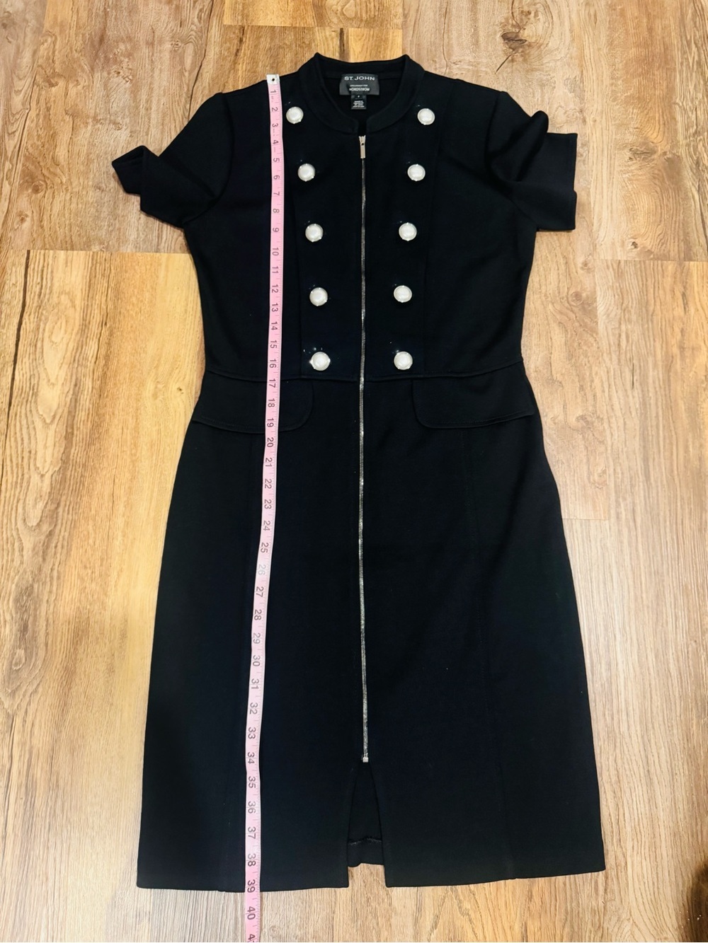 ST JOHN Black Label Milano Military Knit Dress Size 6 Black - Picture 7 of 10